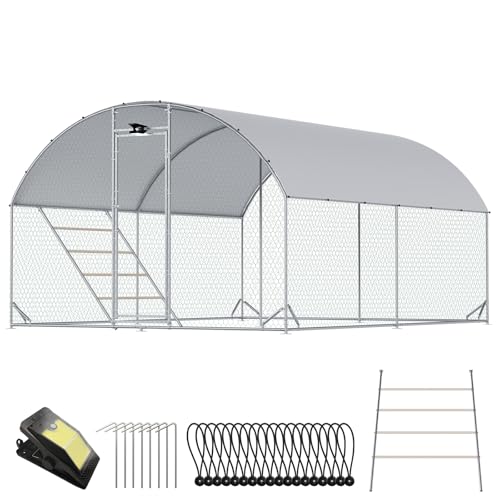 Image of CHIKENCOOP 13x6.5x6.6ft Metal Chicken Coop, Full-Top 2-Room Chicken Run