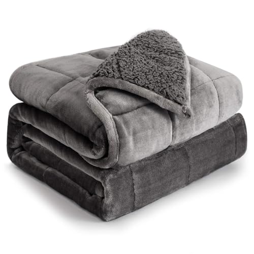 Image of Cottonblue Weighted Blanket 20 lbs 80x87 Inches for Queen King Size Bed, Ultra Soft Sherpa Fleece Weighted Throw Blankets for Relax and Sleep, Cozy Breathable Winter Heavy Bed Blanket, Grey