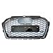Car Front Zderzak Grill Center Grille Carbon Style Fit dla Audi A3 / S3 8V 2017 2018 2019 (Przeznaczenie RS3. Stylowa kratka zderzaka samochodu Griller samochodowy (Color : Black Emblem)