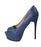  Damen Pumps Peeptoe Plateau High Heel Kroko Lack 10307, Gr. 39