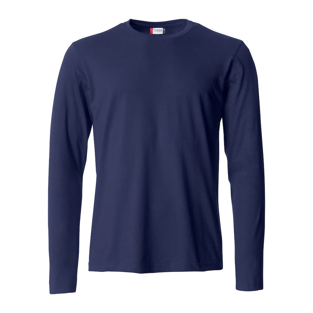 Clique Mens Basic Long-Sleeved T-Shirt Dark Navy XXL Cotton Elastane Crew Neck Oeko-Tex