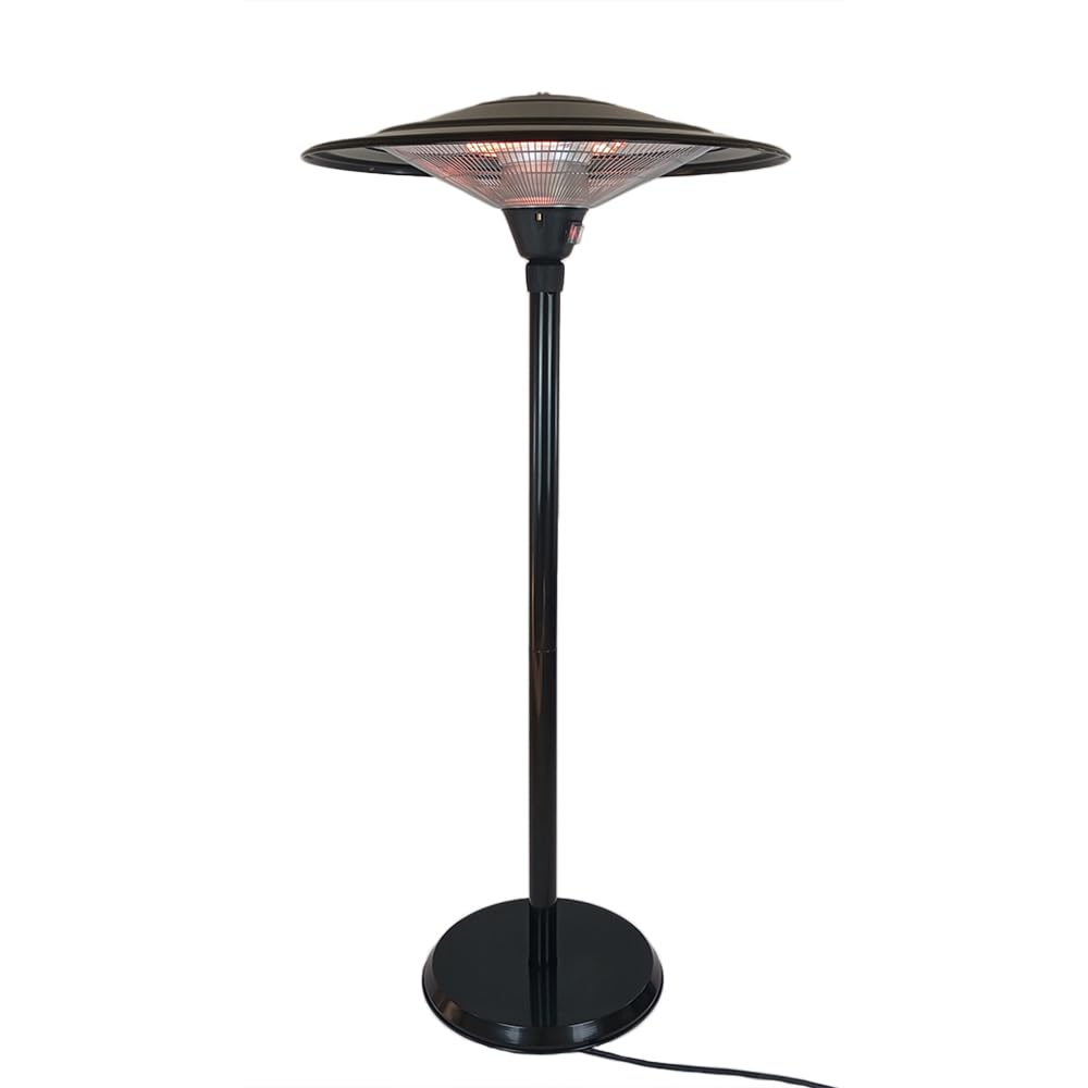 Stufa Elettrica SATURNO 3000W | Fungo Riscaldante ad Infrarossi | Regolabile in altezza con Base Stabile e Struttura in Metallo | Ideale per Esterno/Interno IP44 (Nero)