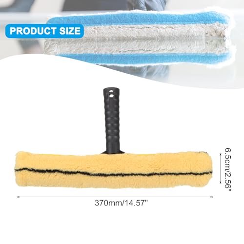 Image of MECCANIXITY Microfiber Scrubber Cleaning Tool with Black Handle for Window Glass Marble Wall Home Bathroom, Yellow