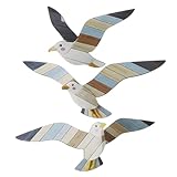 LOLIPPYY 3stücke Teiliges Holz Möwen Wanddekor Küstenstil Wandkunst für Wohnzimmer Schlafzimmer Badezimmer Robuste Maritime Wanddekoration mit Nautischem Flair Einfache Montage und Langlebi