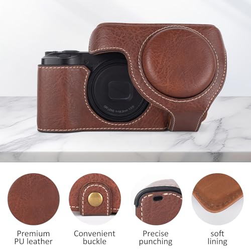 Funda para cámara Ricoh GR IV/III/IIIX de cuero PU marrón miniatura 4