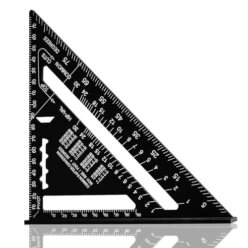 BEYOURCHOI 三角定規 木工用 三角定規 直角定規 丸鋸ガイド 木工 丸鋸定規 0-90度 アルミ合金 両面目盛り 多角度 ツール 分度器 クリアスケール 読みやすい 建築製図 大工道具 丸ノコアクセサリ 測量用品 (7インチ18.5cm)