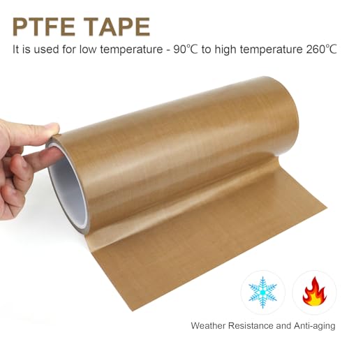 Image of BOMEI PACK PTFE Glass Cloth Tape, 1 Pack 10 inchx 33 ft High Temperature PTFE Tape Abrasion Resistant Surface Protection for Vacuum Sealer Machine, Hand Impulse Sealers Insulation Coated