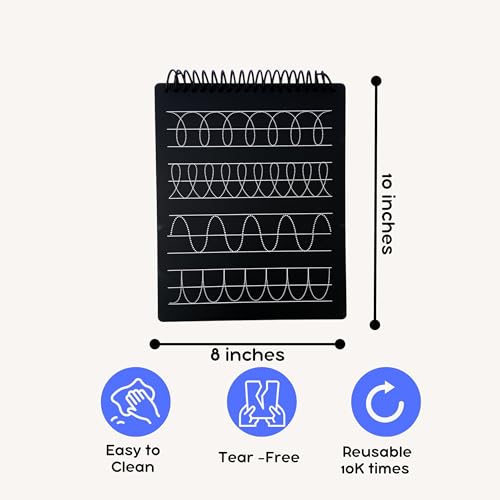 Image of Berrybee 8-in-1 Double-Sided Montessori Pre-Writing Board for Kids | Reusable Pattern Tracing Board with Lines & Curves | Fine Motor & Handwriting Practice | Ages 2-6