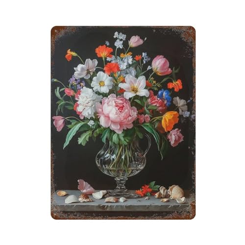 Décoration murale fer pivoines pour habiller un mur vide tableau 40x30