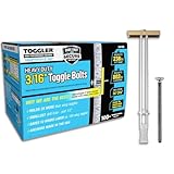 TOGGLER SNAPTOGGLE Heavy-Duty Drywall Toggle Bolt – 3/16'-24 UNC Zinc-Plated Anchor for Hollow Walls, Plaster & Tile – Holds 238 lbs in 1/2' Drywall, Easy Install – 100 Pack (W/Flathead Bolts)
