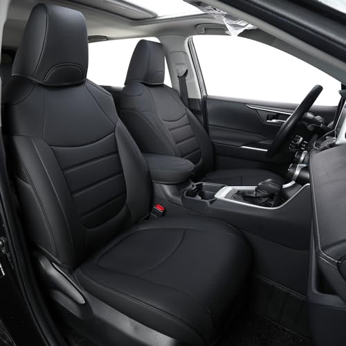 RISINGSTAR Rav4 Seat Covers, fit 2019-2025 Toyota Rav4 XLE LE XLE Premium Limited Base SUV, not for Adventure and TRD-Off(Black)