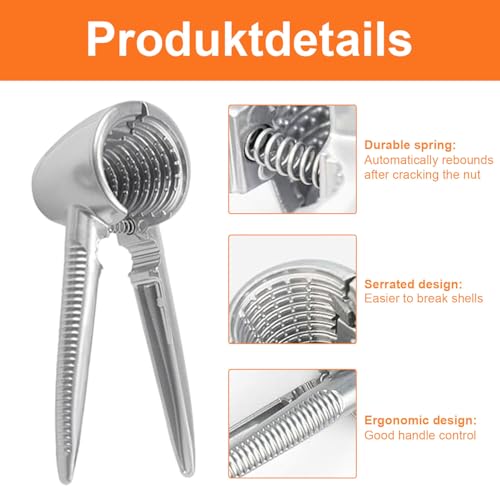 2 PCS Schiaccianoci+Castagno Clip, Pinze per Noci, Multifunzione Pinza Castagne, Schiaccianoci in Metallo, Pinza per Castagne, Nut Sheller Tool, Castagna Opener, per Castagne Utensili Cucina - immagine 5
