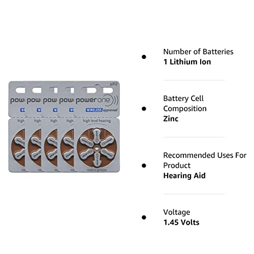 Powerone Size 312 Hearing Aid Batteries - 30 Count #TOP6