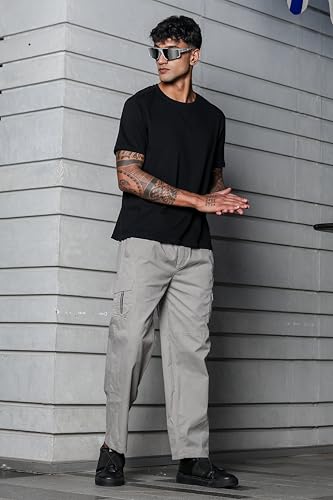Image of FABRIPPLE Men's Heavy-Duty Cotton Cargo Pants - Rugged Style, All-Day Comfort