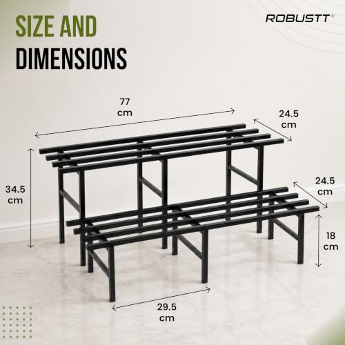 Image of Robustt 2 Tier Metal Plant Stand | Heavy-Duty Plant Rack with Powder-Coated Metal Frame | Stable 6-Leg Design | Supports Up to 300 kg | Convertible Plant Stand for Balcony, Garden & Office