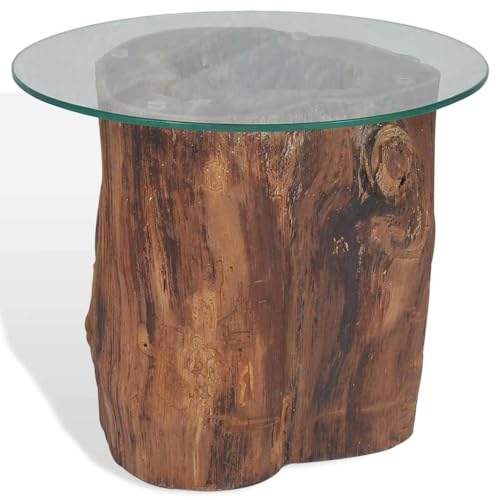 Nqyjm Kaffeetisch Couchtisch Teak Glas 50x40 cm, Funktionscouchtisch Wohnzimmertisch, Beistelltisch Couch Tisch, Sofatisch für Wohnzimmer, Büro – Bild 6