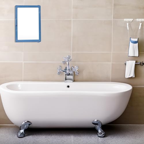 Image of PGen Small Size Mini Wall Mounted Mirror Storage Cabinet Organiser Shelf for Bathroom Kitchen Washbasin Dressing Room (Navy Blue)