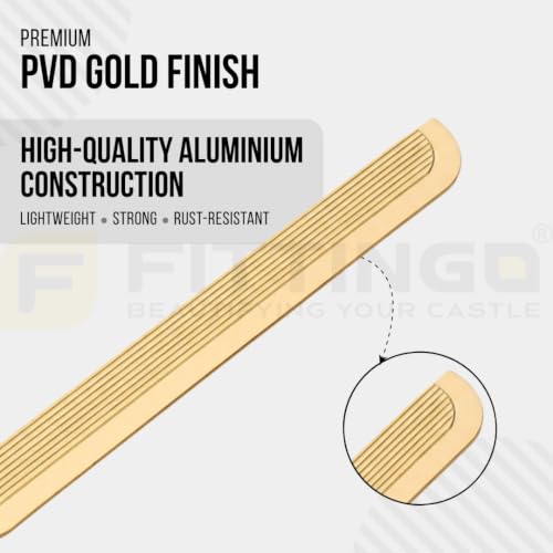 Image of VEZEL Aluminium Wardrobe Handle - Modern Cabinet Pull for Wardrobe, Cabinets, Drawer & Cupboard Furniture, (PVD Gold) - 900mm - Pack of 4-| 3 Years Warranty |