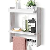 Bathroom Shelves with Towel Bar, Towel Shelves for Floating Bathroom Shelf Over Toilet, Hanging Bathroom Shelving, Spice Rack Wall Mount, Floating Towel Shelves for Living Room