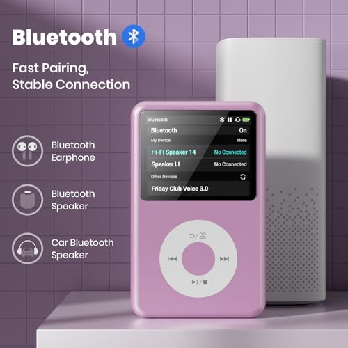 Image of Mp3 Player with Bluetooth Y1 Portable Music Digital Players Supports Playlist Audiobook Video Nice Gadget for Kids Puple