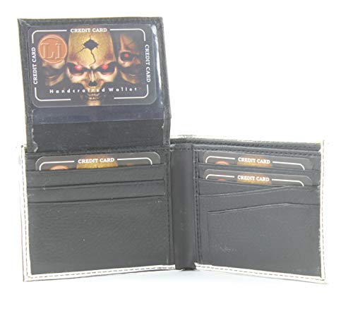 Li Vegan Leather Wallet for Men - Men's Skull Print Slim Bifold Wallet Top-Flap 2 ID Window with 7 Cards, 2 Inner Slots & 2 Cash Compartments - Timeless Men's Wallet with Gift Box (Black)3