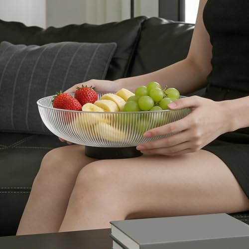 Bol à fruits moderne en plastique pour salon, centre de table, comptoir de cuisine, plateau de présentation, plateau décoratif blanc, décoration de table élégante (-jaune) – vue 6