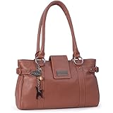 Catwalk Collection Handbags - Damen Leder Schultertasche - Handtasche Mittelgroß für Notizbuch A5 - MARTINA - Hellbraun