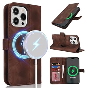 SailorTech Handyhülle für iPhone 13 Pro Max Hülle mit Kartenfach für Frauen, iPhone 13 Pro Max Klapphülle Handytasche Flip Brieftasche Schutzhülle mit Kartenfächern für Männer-Dunkelbraun