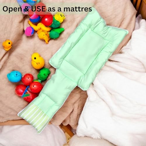 Image of VoiDrop Cotton Baby Sleeping Bag for Newborns Soft & Cozy Infant Carry Nest | Baby Portable Travelling Bed for Baby Carrying & co Sleeping, Unisex Baby Sleeping Bed | Stripe Print in Green Color