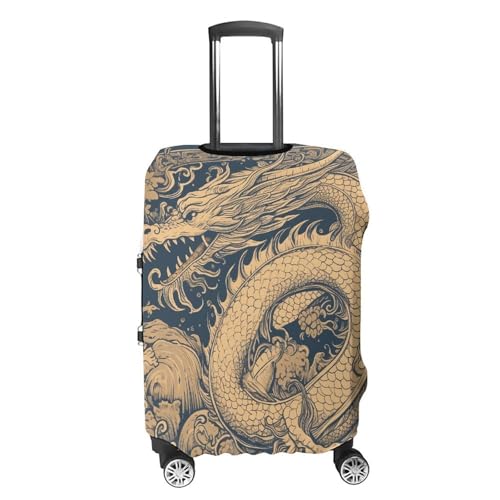 Blue Oriental Dragon Luggage Cover, Washable Elastic Suitcase Cover Protector Fit 18-32 Inch Luggage4