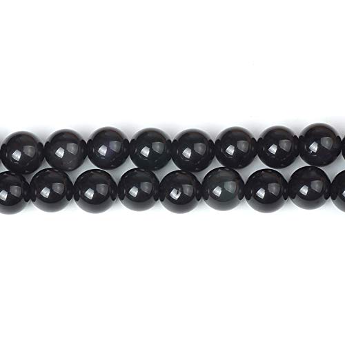 Lot De 22 Perles Rondes En Obsidienne Naturelle - Diamètre 8mm - Pour Création Bijoux - Neuf