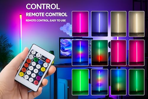 Image of Fire turtle Smart LED Floor Night Light, Remote Control, RGB Color Changing Light for Living Room, Bedroom, or Gaming Room - Modern Ambience Lighting