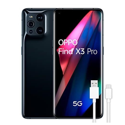 OPPO Find X3 Pro 5G - Teléfono Móvil libre, 12GB+256GB, Cámara 50+50+13+3 MP, Smartphone Android, Batería 4500mAh, Carga Rápida 65W, Dual SIM, Cable USB extra - Negro