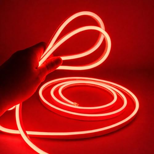 Image of NEWNESS Red Neon LED Strip Light 13.2 Feet with Adapter | Flexible IP65 Waterproof Silicone Rope Light for Bedroom, Ceiling, Gaming Room, Party & Outdoor Decoration