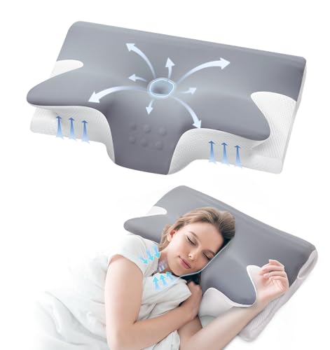 Memory Foam Neck Pillow, Effective Pain Relief Cervical Neck and Shoulder Pillows for Sleeping,...
