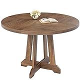 Runder Esstisch für 4-6 Personen, Küchentisch mit stabilem Holzrahmen, platzsparender Esszimmertisch im Industrial Design, Kreis, Kaffee-Esszimmertische für Zuhause, Küche,Wohnzimmer(Nur Tisch)Walnuss