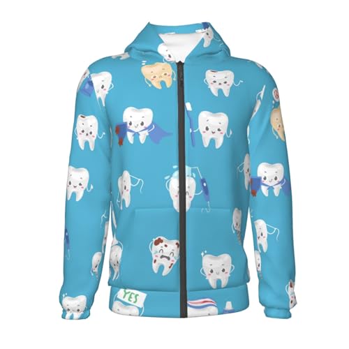 Cute Healthy Teeth Kid Hoodies Boys Zip Up Sweatshirts Girls Pullover with Pocket2