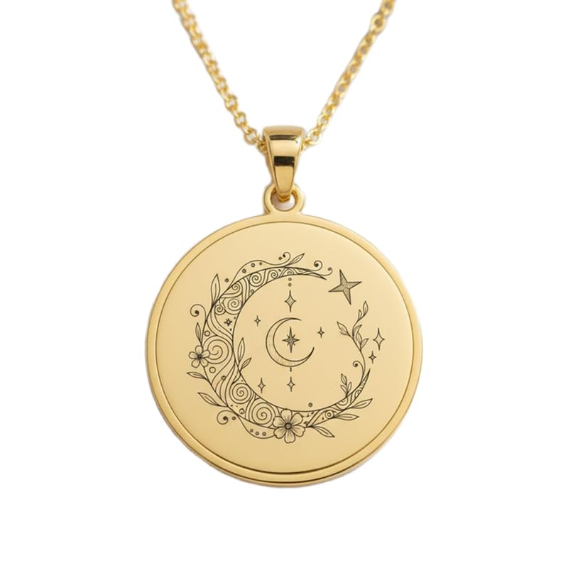 Collier croissant de lune en argent 925 plaqué or, le cadeau fait main idéal