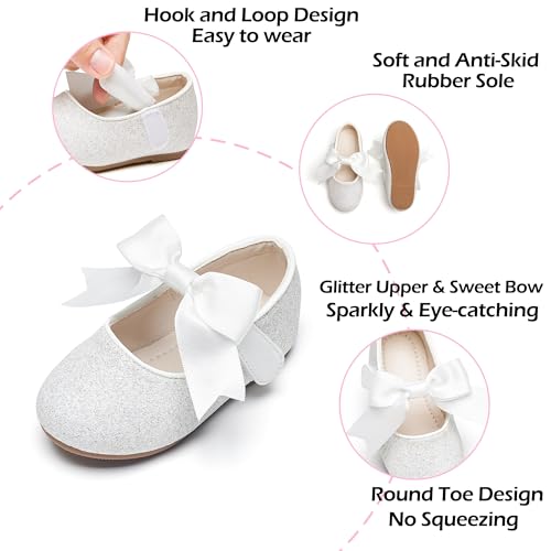 Image of PHIRAMIN Tollder Girl Dress Shoes - Little Girl Ballet Flats for Wedding Party