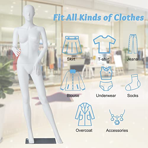 Kinsuite 5.8 Ft Female Maniquins Body - Dress Form Display Manikin Torso Stand Metal Stand Plastic Full Body Mannequin For Retail Clothing Shops Cosplay, Fair Maiden #TOP7