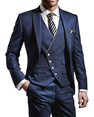Wemaliyzd Men's Vintage 3 Piece Business Suit Evening Prom 4 Buttons Vest Separate Trousers2