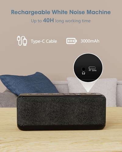 Sound-MachineBattery-Powered-Portable-White-Noise-Machine-for-Sleeping-Adults-Baby-Kids15-Soothing-Sounds3060120-mins-Auto-Off-Timer8-Level-VolumeMemory-FunctionType-C-ChargingHeadphone-Jack