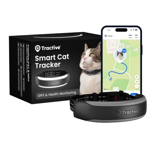 Tractive Smart Cat Tracker Mini | 2026 Edition | #1 Cat GPS | Real-Time Location Tracking | Health Alerts & Vitals Monitoring | Safety Breakaway Collar | CollarIntegrated Design (Black)