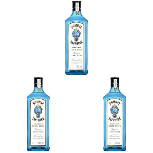 Bombay Sapphire Distilled London Dry Gin, 100cl/ 1000ml, 40% vol., Receta de 1761, Infusionada al vapor, Exóticos botánicos seleccionados a mano, De importación, Producida en Inglaterra​