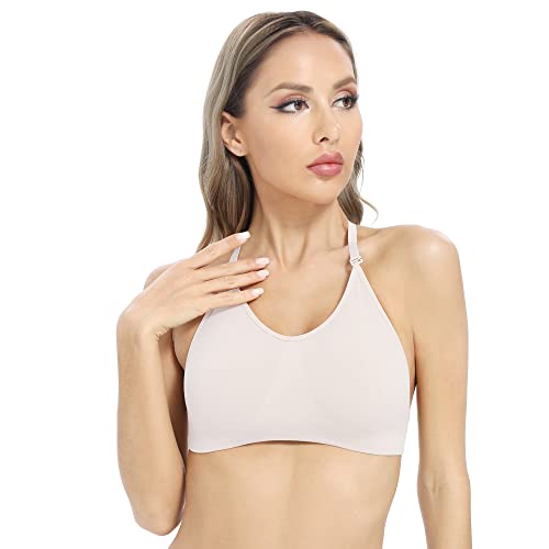 Image of OBICUM Backless Clear Back Bra Convertible Wireless Dance Bra Unpadded Adjustable Straps Low Back