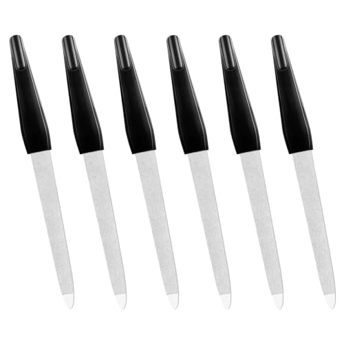 Fingernail Files (6 Pack), Metal Nail Files for Natural Nails Stainless Steel 6 Inch Nail File with...