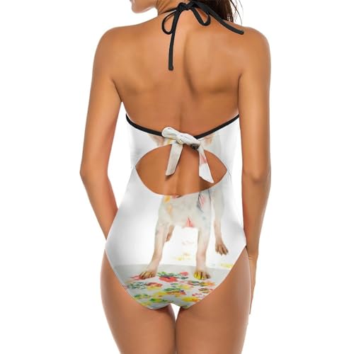 Bikini set monokini extensible peinture de chien pour le sport
