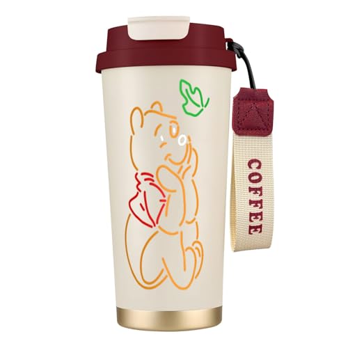 タンブラー コーヒー くまのプーさん 水筒 ステンレス ボトル 魔法瓶 オフィス マグカップ カフェマグ 車用 マグボトル 真空断熱 保温 保冷 ふた付き 直飲み 広口 漏れない 二重構造 持ち運び 500ml
