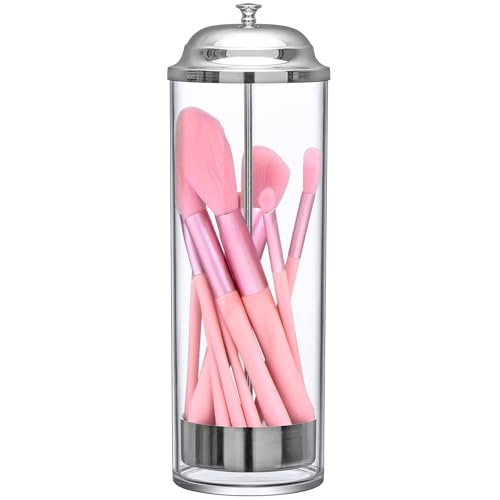 Amazing Abby - Butterfly - Acrylic Makeup Brush Holder with Dust-Proof Cover, Plastic Eyebrow Pencil Holder, Plastic Straw Dispenser, Perfect Storage Solution for Beauty Products