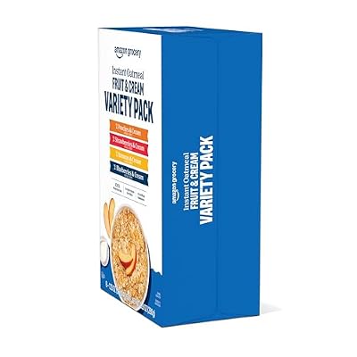 Amazon Grocery, Instant Oatmeal, Fruit & Cream Variety Pack, 9.8 Oz